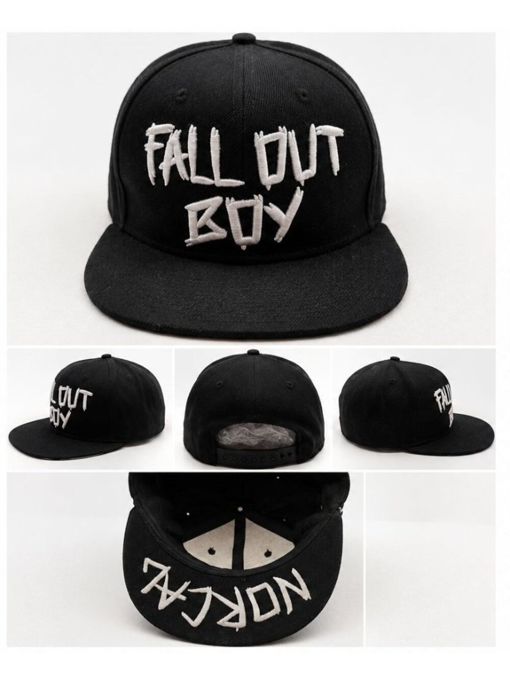 Fall Out Boy Snapback Hat Black White Embroidered Band Cap Adjustable